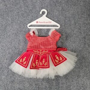 American Girl Ruby Red Ballet Outfit Tutu Dress Gold Trim Holiday Dance